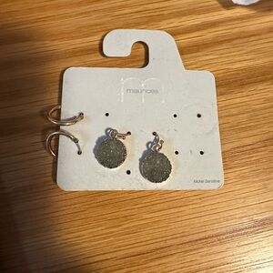 Maurices Glittering gold tone hops and crystal dangling Earrings